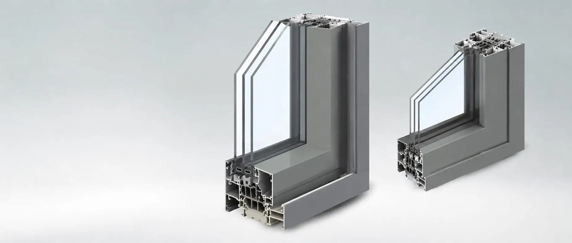 Reynaers aluminum window system profiles with insulated multi-pane glazing.