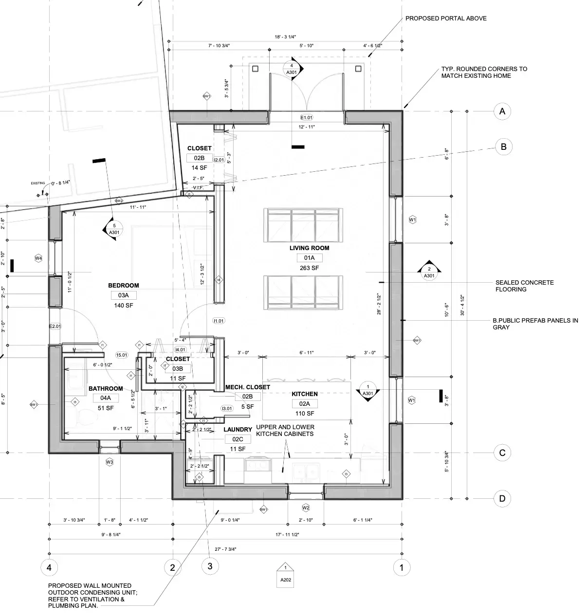 Floor plan for the Johnson Historic Santa Fe Casita remodel near Boulder.
